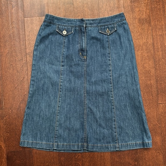 Talbots Versatile Blue Below the Knee Length Denim Skirt, Size 8 - Picture 1 of 9